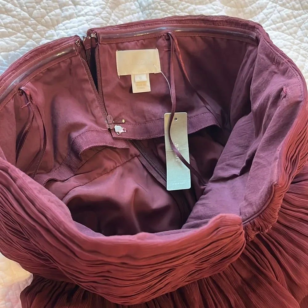 J Crew Women's Nadia Silk Chiffon Dress Cocktail Party Wedding Burgundy Sz 6 NWT - Picture 7 of 15
